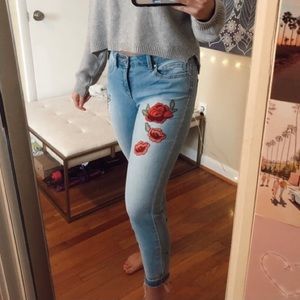 a.n.a. Embroidered Flower Jeans